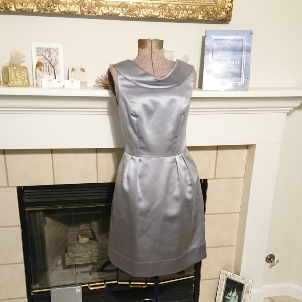Silver Satin Cocktail Dress